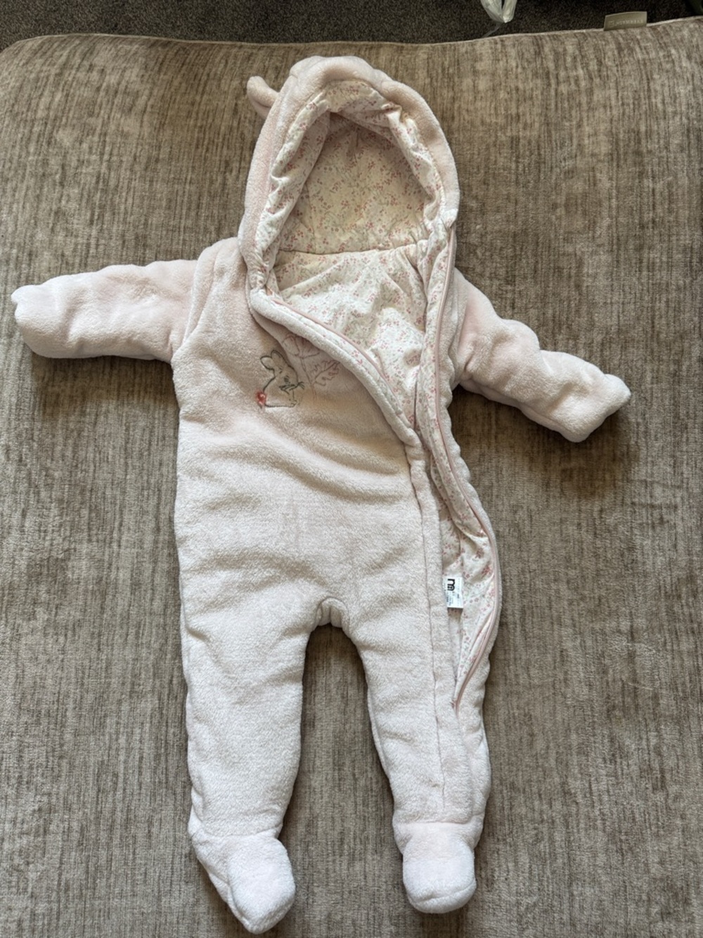 NWOT Cozy Baby Pink Fleece Footed One-Piece with Hood